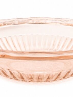 Vintage Pink Depression Era Glass Handled Serving Bowl - COLLECTIBLE!